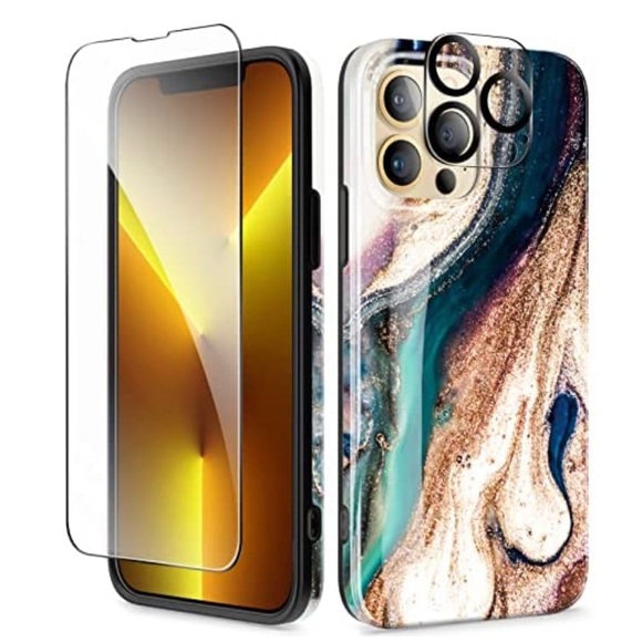 GVIEWIN for‎ iPhone 13 Pro Max Case 6.7 Inch 2021, Ultra Slim Thin Glossy Marble - Picture 1 of 4